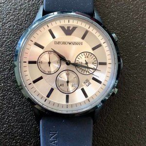 EMPORIO ARMANI Renato Chronograph Quartz Silver Dial Men's Watch 44mm